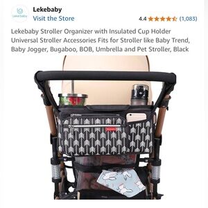 Lekebaby Black and White Stroller Organizer